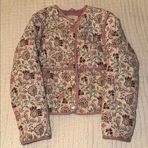 Abercrombie Kids Floral Quilted Jacket - Pink and Cream